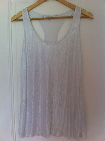 Débardeur blanc ample et fluide Bershka avec "pois" argentés - aspect "sirène" - taille L