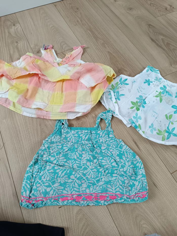 Lot 3 t shirts tuniques 6 mois fille - photo numéro 2