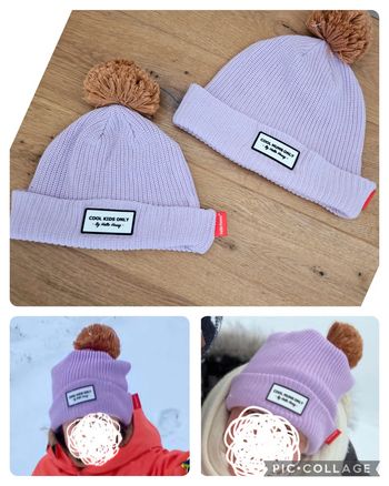 Lot de 2 bonnets mauve mère fille