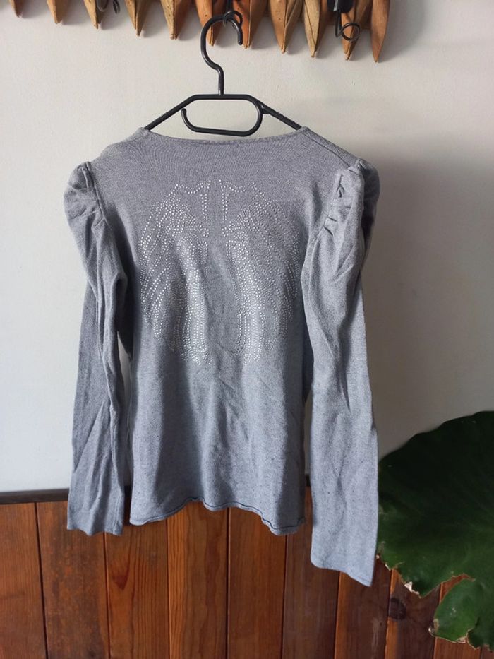 Pull gris manches bouffantes en haut - photo numéro 2