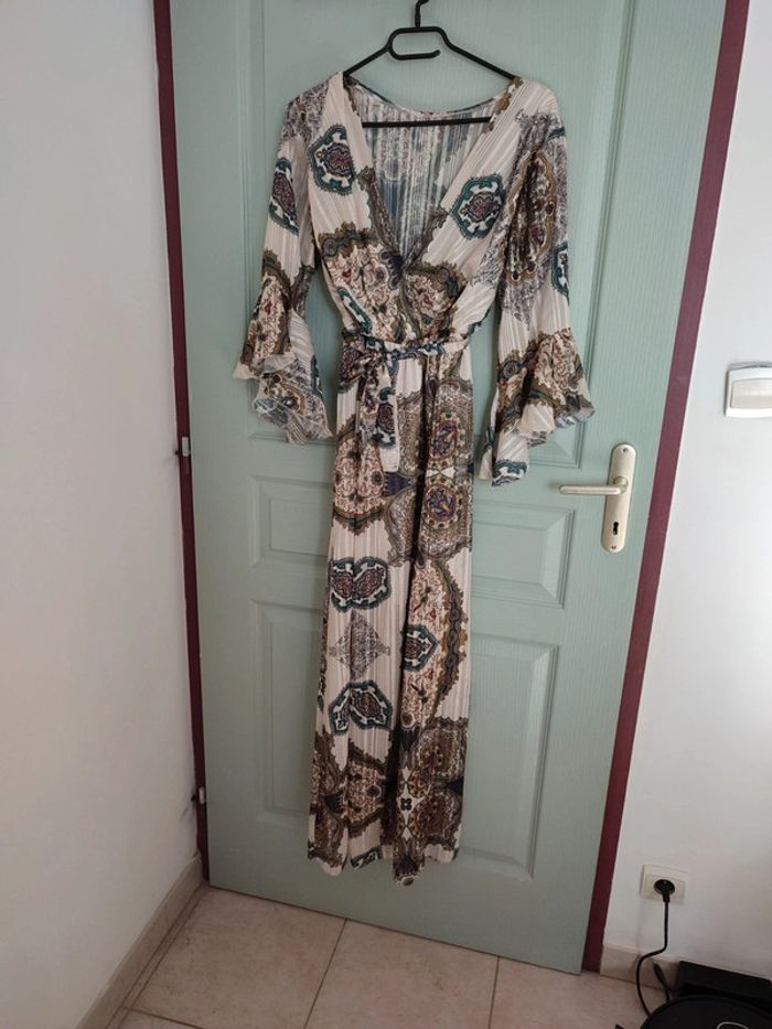 Robe longue manches 3/4 à motif
