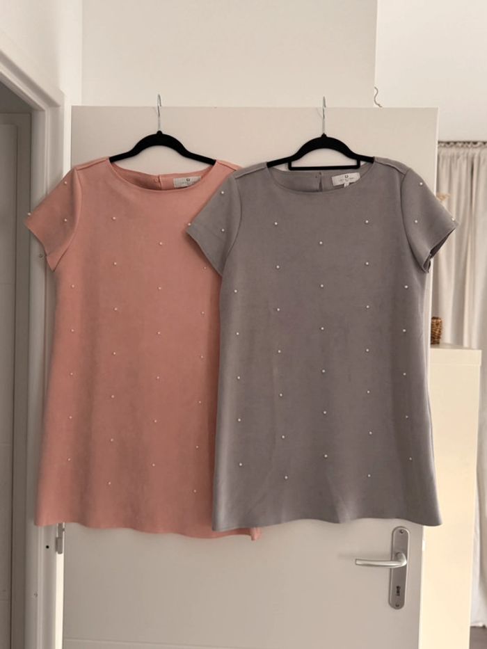Robe tunique rose gris perle suédine neuf Kleid dress Vestido Vestito jurk jumpsuit femme mujer - photo numéro 5