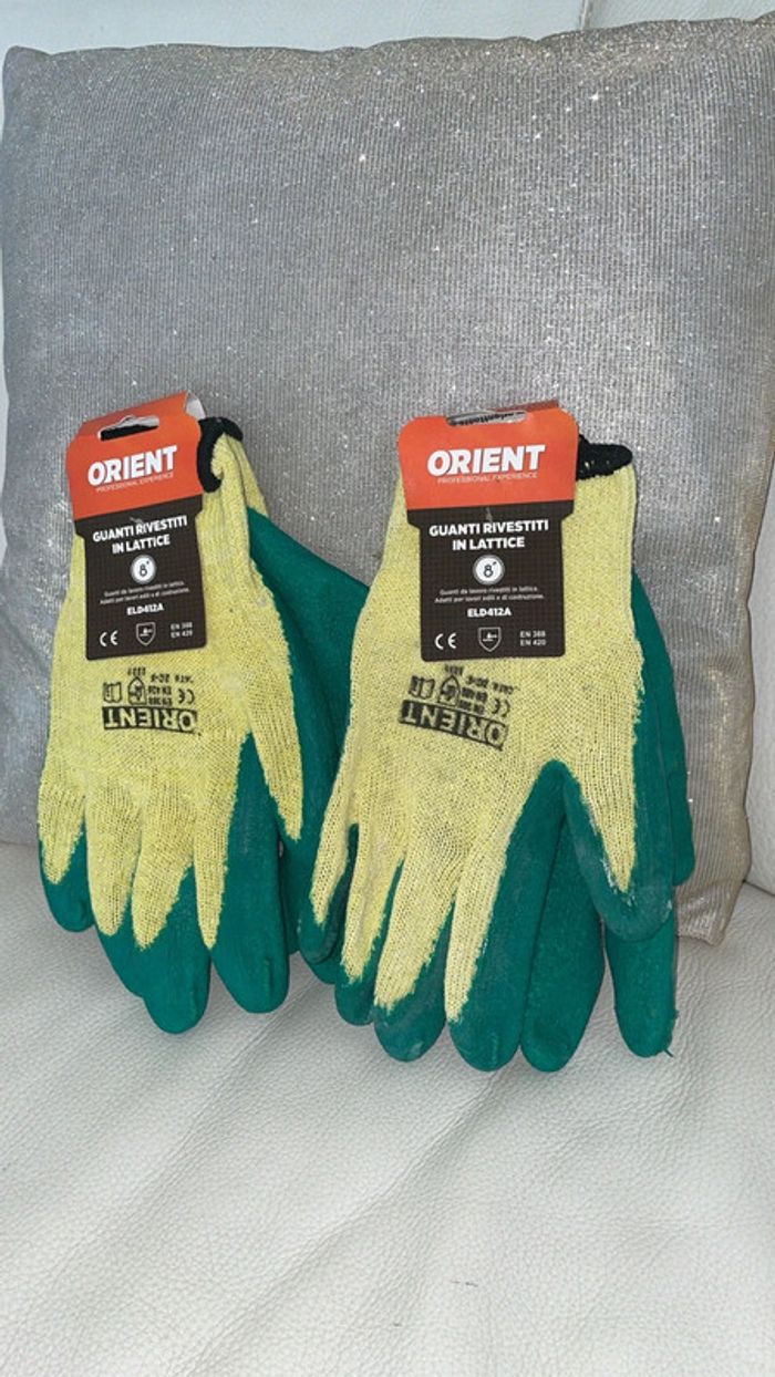 Lot de 2 Paires de Gants de Travail / Gants de Jardinage Orient Neufs
