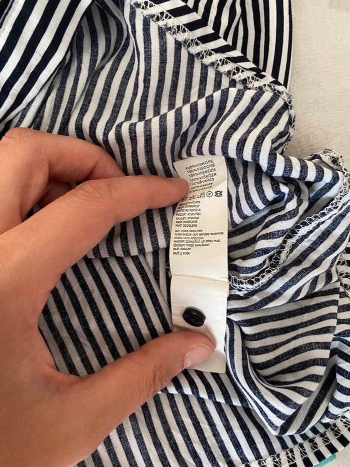 Superbe belle chemise bleu à rayures à noeud Colloseum taille S - photo numéro 14