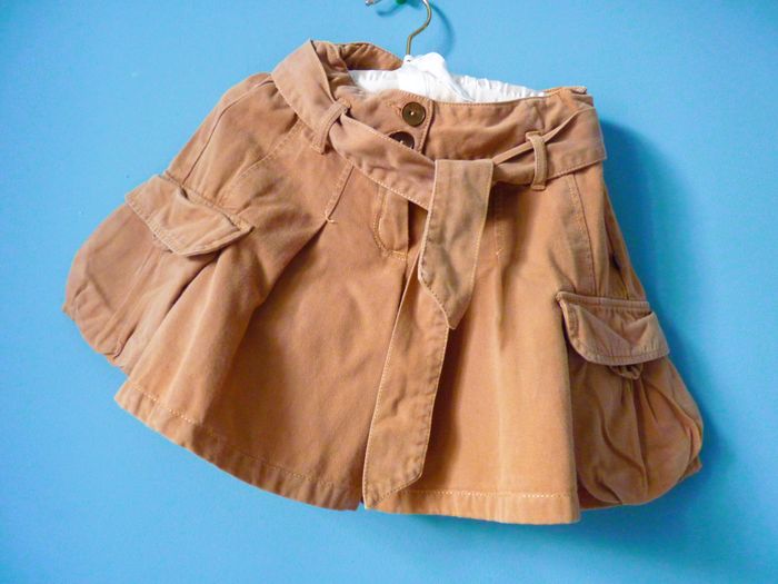 Jupe short fille ceinture Jean Bourget 6 ans beige TBE