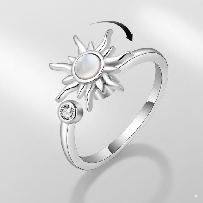 Bague anti stress, argenté réglable en acier inoxydable - photo numéro 2