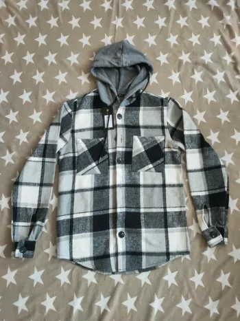 Sur-chemise homme à capuche / veste chemise oversize mi-saison

S