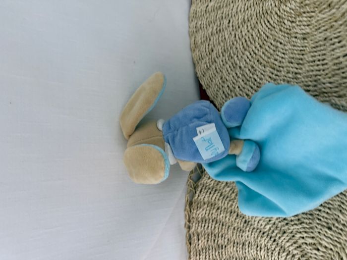 Doudou Lapin Babynat Baby Nat' - Collection Luminescent - Bleu - photo numéro 2