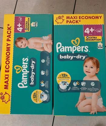 196 couches Pampers taille 4+