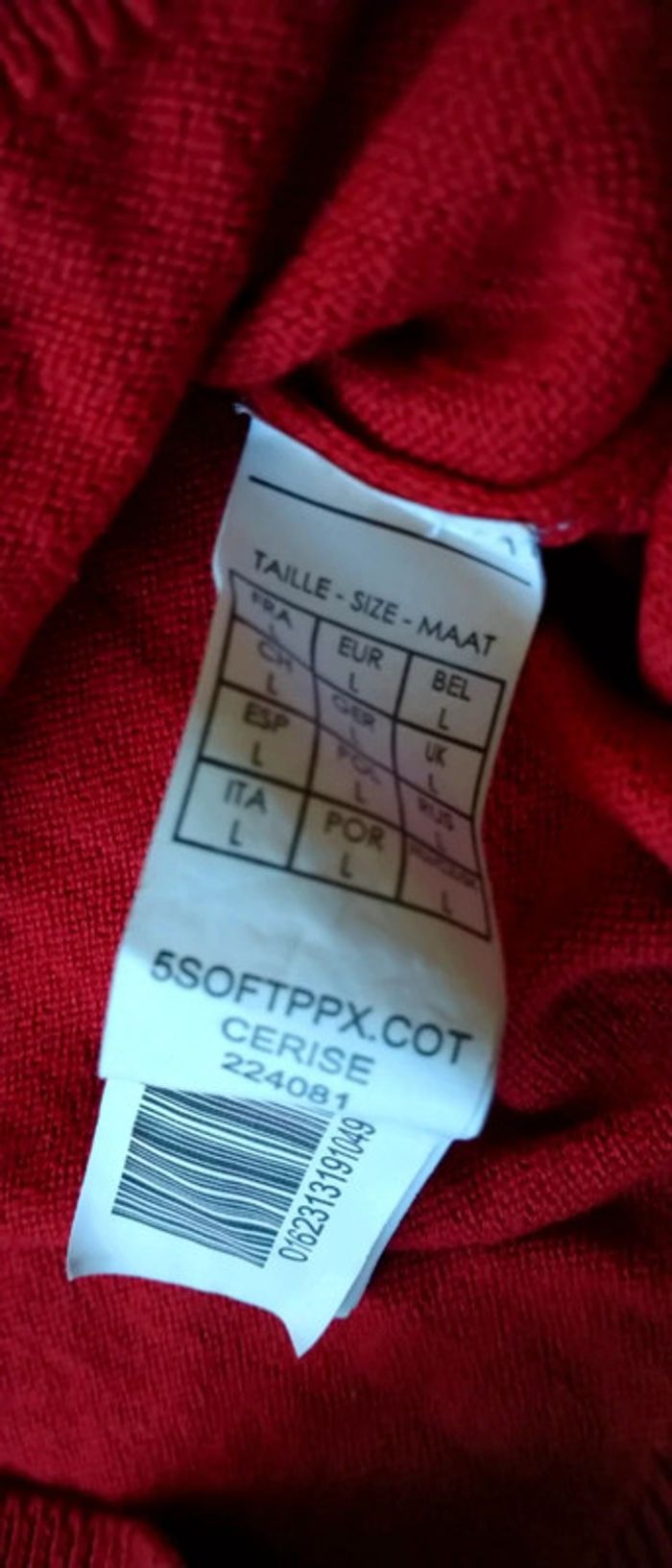 Pull manches courtes col rond rouge femme L mim - photo numéro 10