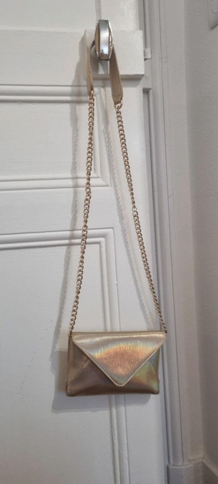 Sac pochette bandoulière doré irisé arc en ciel neuf - photo numéro 2