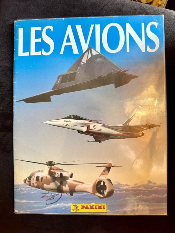 Album Panini complet ancien vintage Les avions hélicoptères fusées aviation histoire stickers