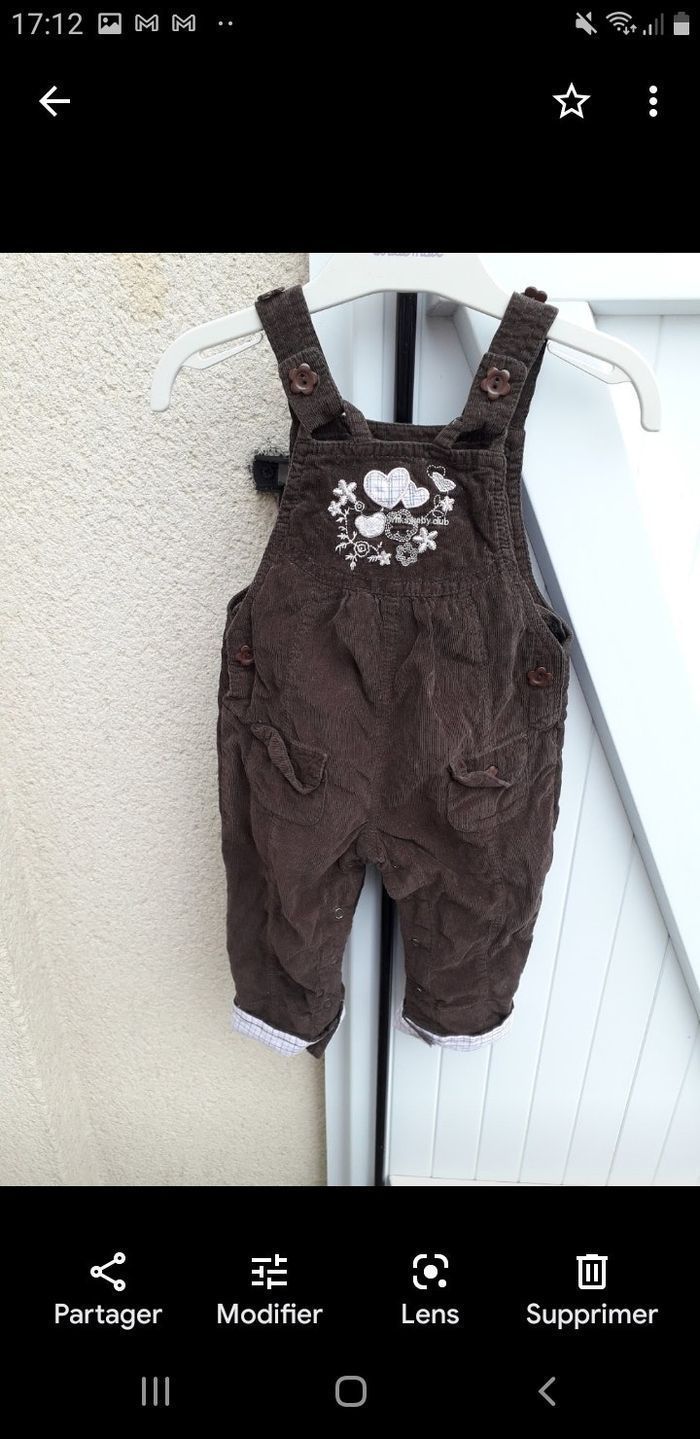 Salopette velours filles en 12 mois