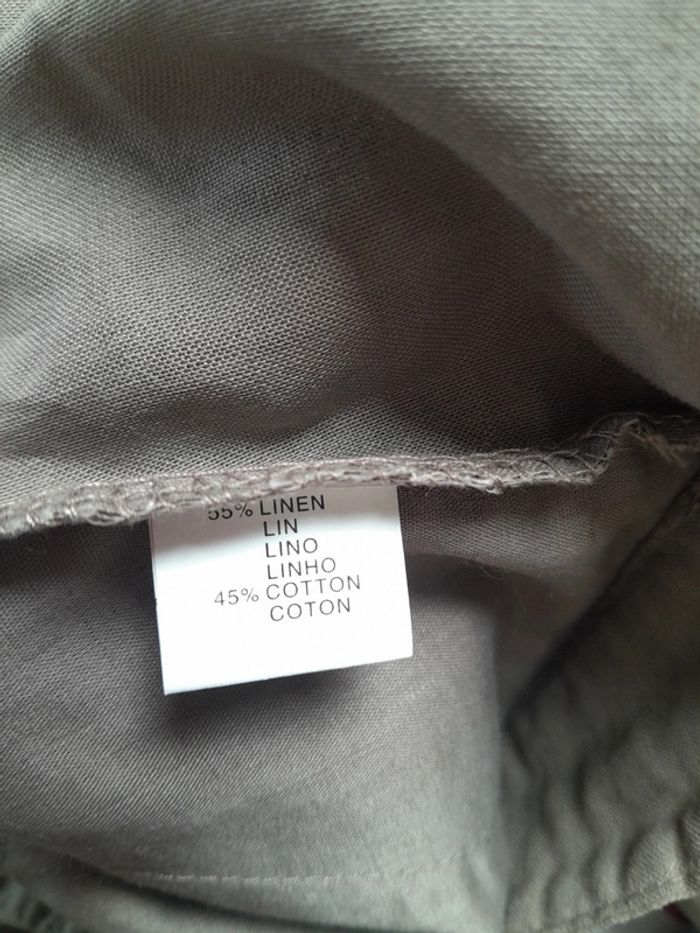 Beau pantalon large lin coton Larah createur modèle Nora taupe - photo numéro 5