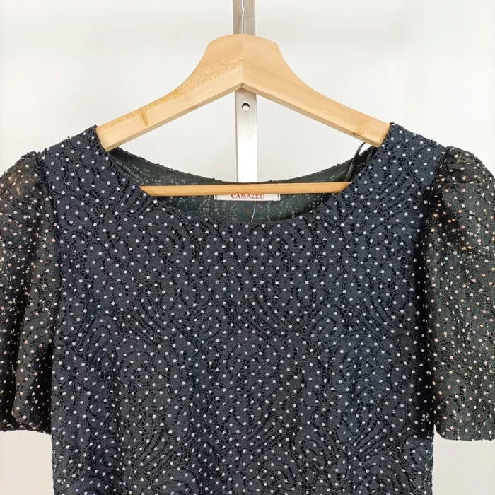 Haut noir à pois Camaïeu – Taille S (36 EU) A709 - photo numéro 2
