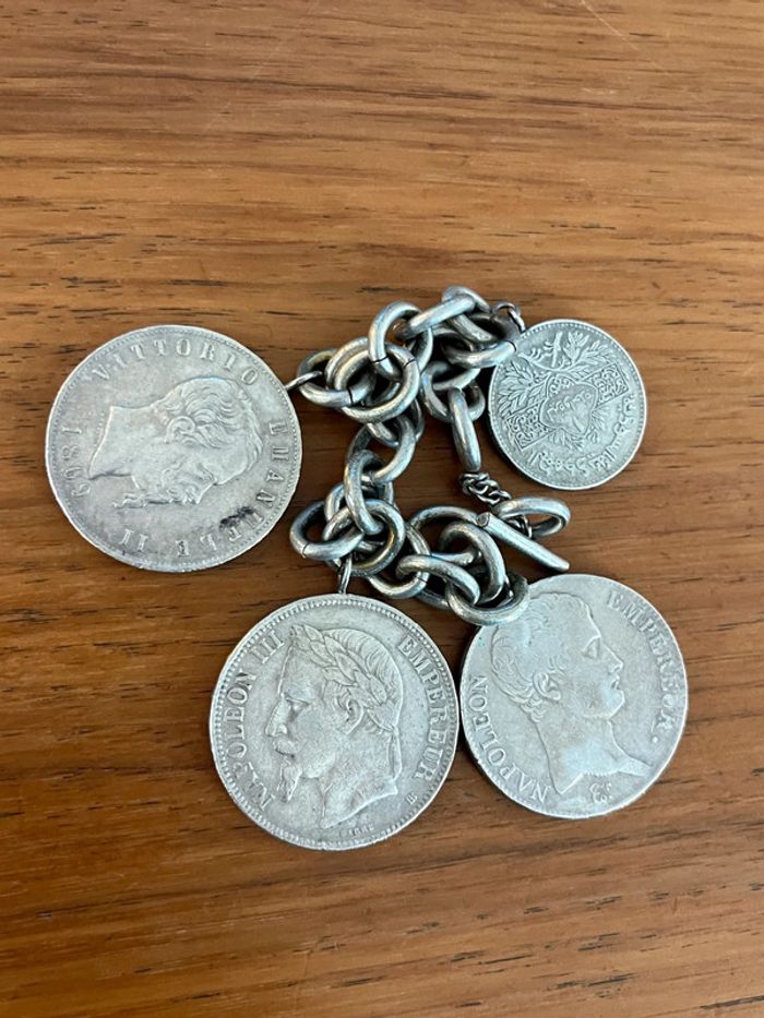 Bracelet avec pièces de collection tout en argent ancien - photo numéro 6