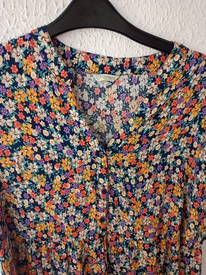 Robe longueur sous genou fleurie - photo numéro 2
