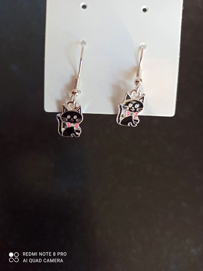 Paire boucle d'oreille chat - photo numéro 2