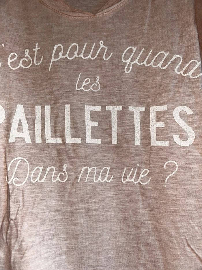 T-shirt manches longues rose clair April Vintage - photo numéro 2