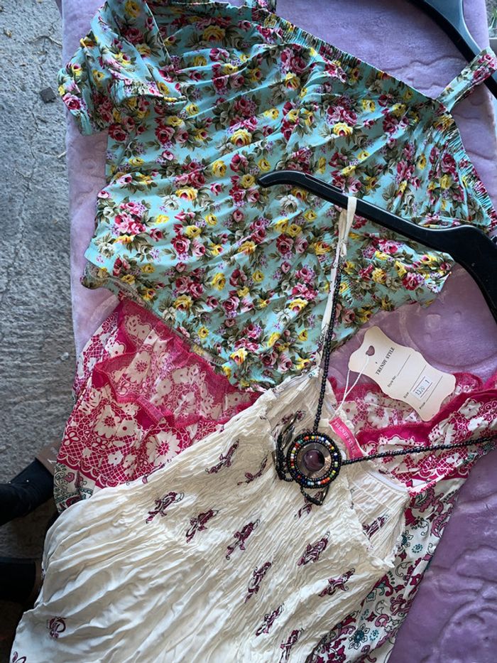 Lot neuf fille été 14 ans, top épaules nues, robe - photo numéro 2