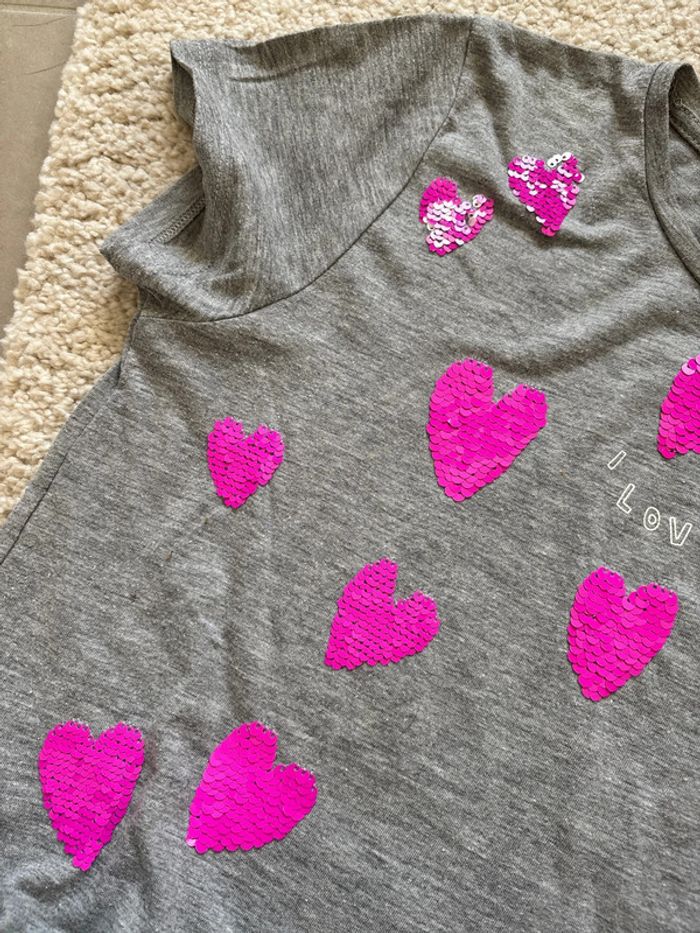 T shirt gris à cœurs - photo numéro 3