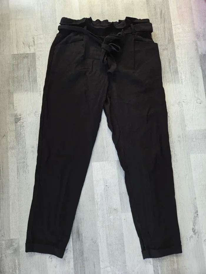 Pantalon noir zara avec ceinture nœud