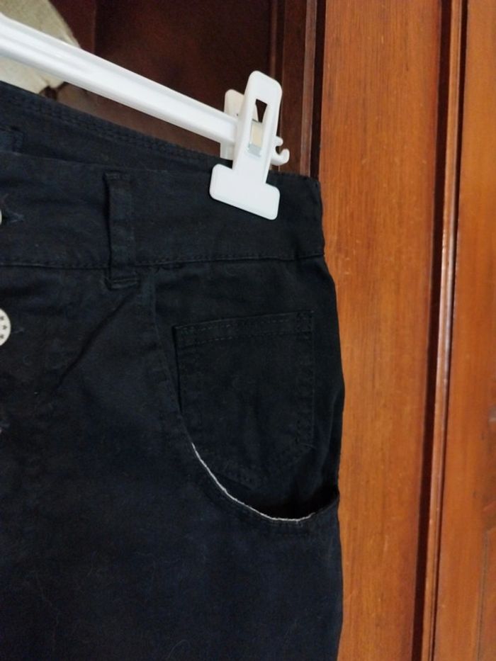 Jeans noir droit skinny boutons vintage S/36 - photo numéro 5