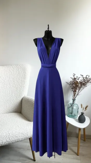 Robe bleu roi plusieurs positions t unique