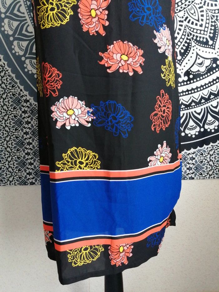 Robe noire manches courtes motifs fleurs et rayures / la redoute / (S) - photo numéro 4