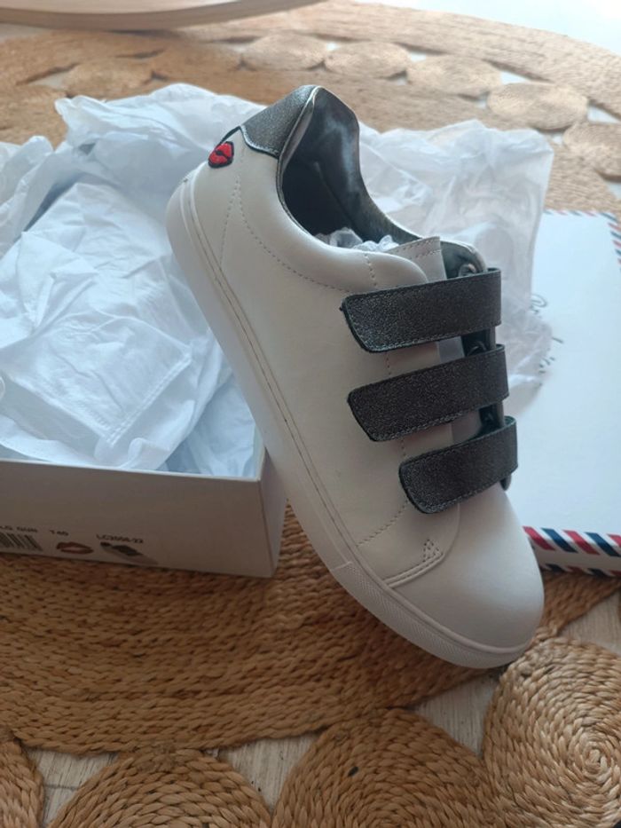 Baskets blanches cuir scratch argentés Edith Bons Baisers de Paname Taille 40 Neuf dans sa boîte - photo numéro 5