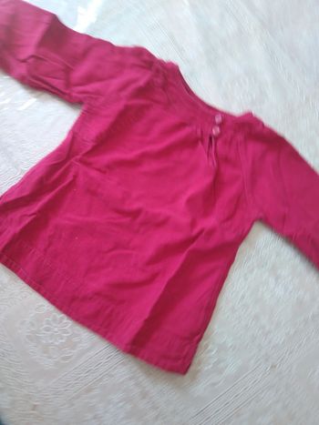 Blouse en velours rose framboise 24 mois