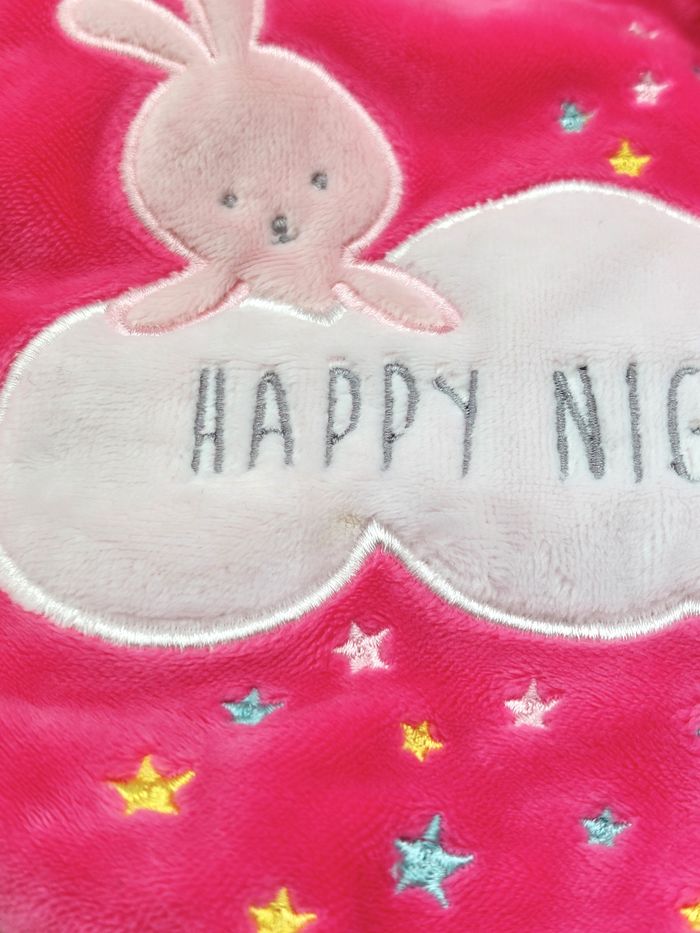 Doudou peluche lapin blanc SIMBA TOYS mouchoir rose fuchsia Happy night nuages - photo numéro 2