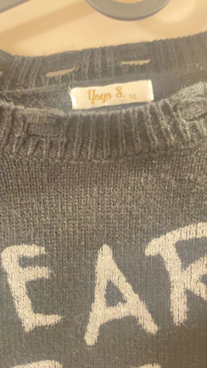 Pull fin ajouré avec écriture – Taille 14 ans - photo numéro 3