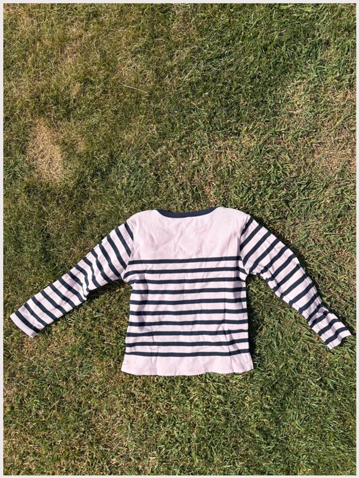 T-shirt 4 ans à rayures avec des étoiles à sequins - photo numéro 4