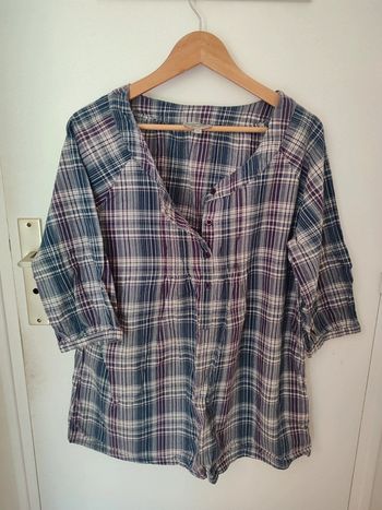 Chemise/tunique à carreaux marine et violet en 42 Gémo Nothing Else