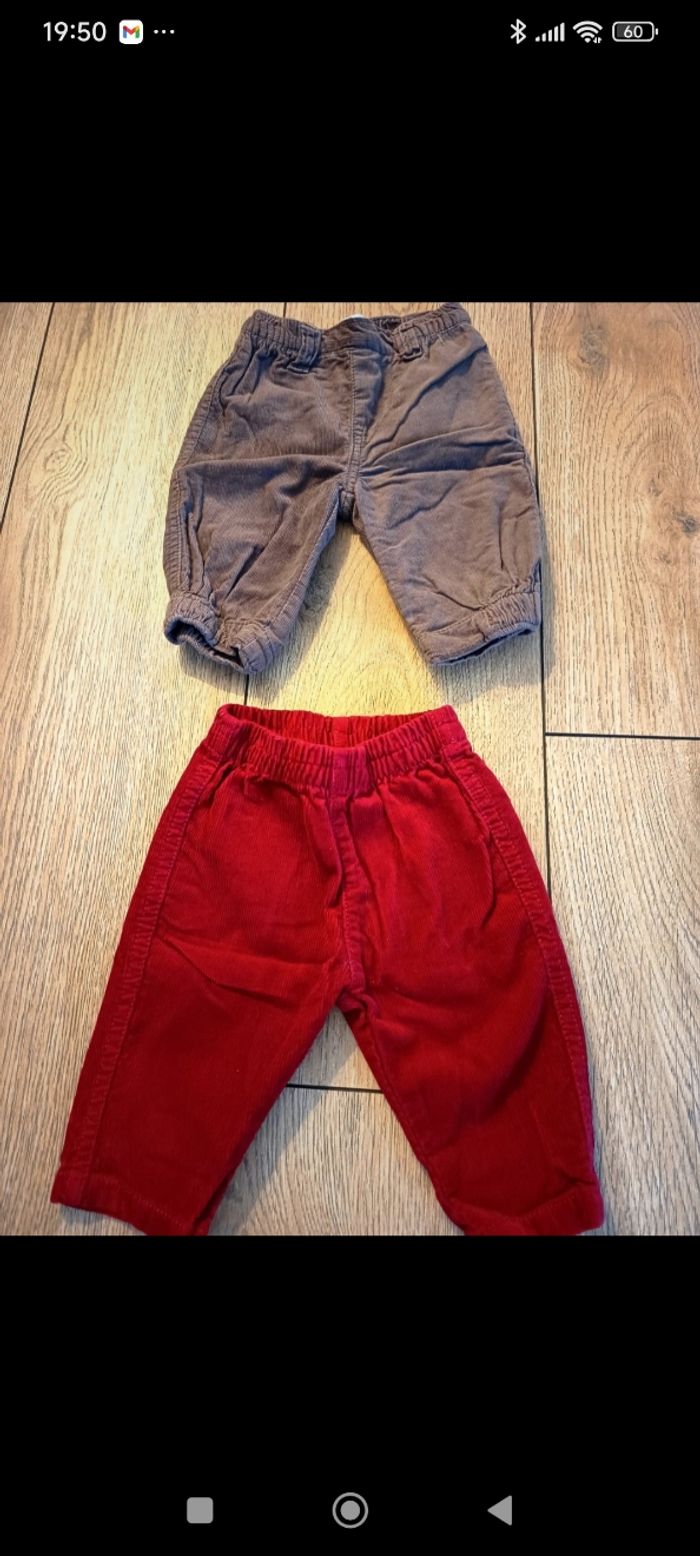 Lot de pantalons velours taille 3 mois - photo numéro 3