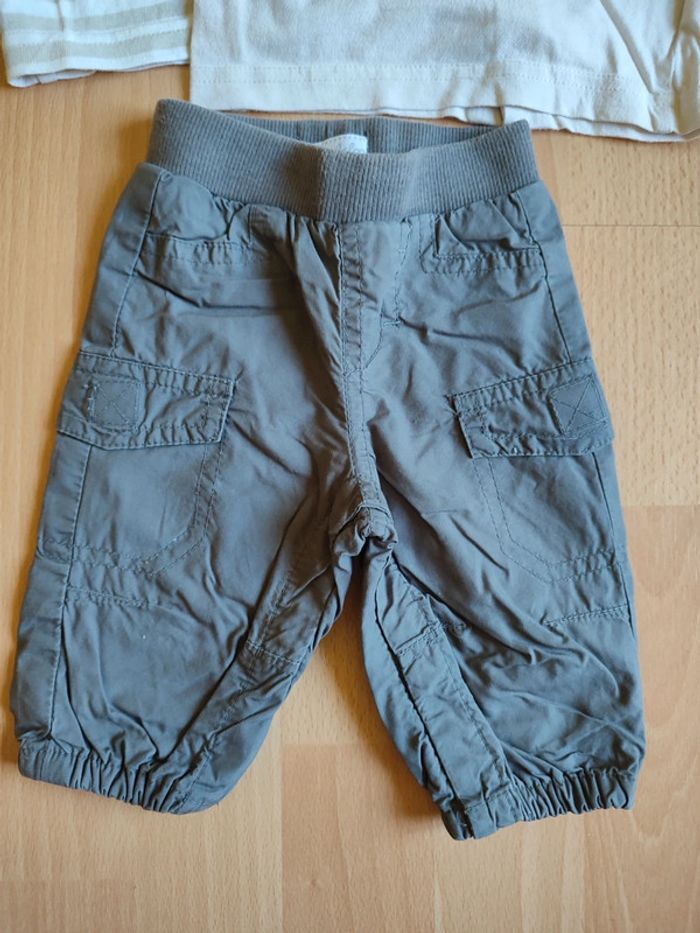 Lot tenue pantalon + t-shirts manches courtes et longues Petit Kimbaloo en 1M - photo numéro 2