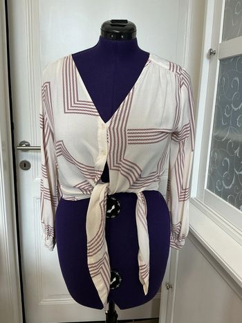 Chemisier col en V à ourlet noué à motifs H&M