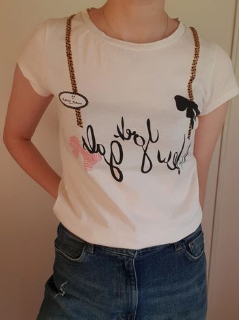 T shirt blanc imprimé Naf Naf S