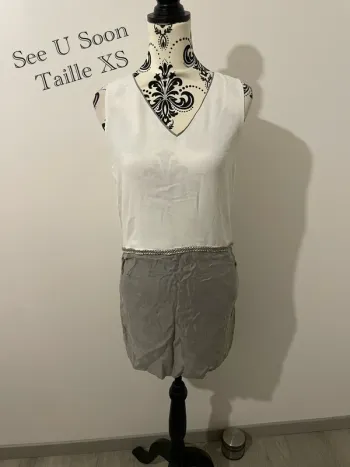 Robe See U Soon taille XS ou 34 gris et blanc