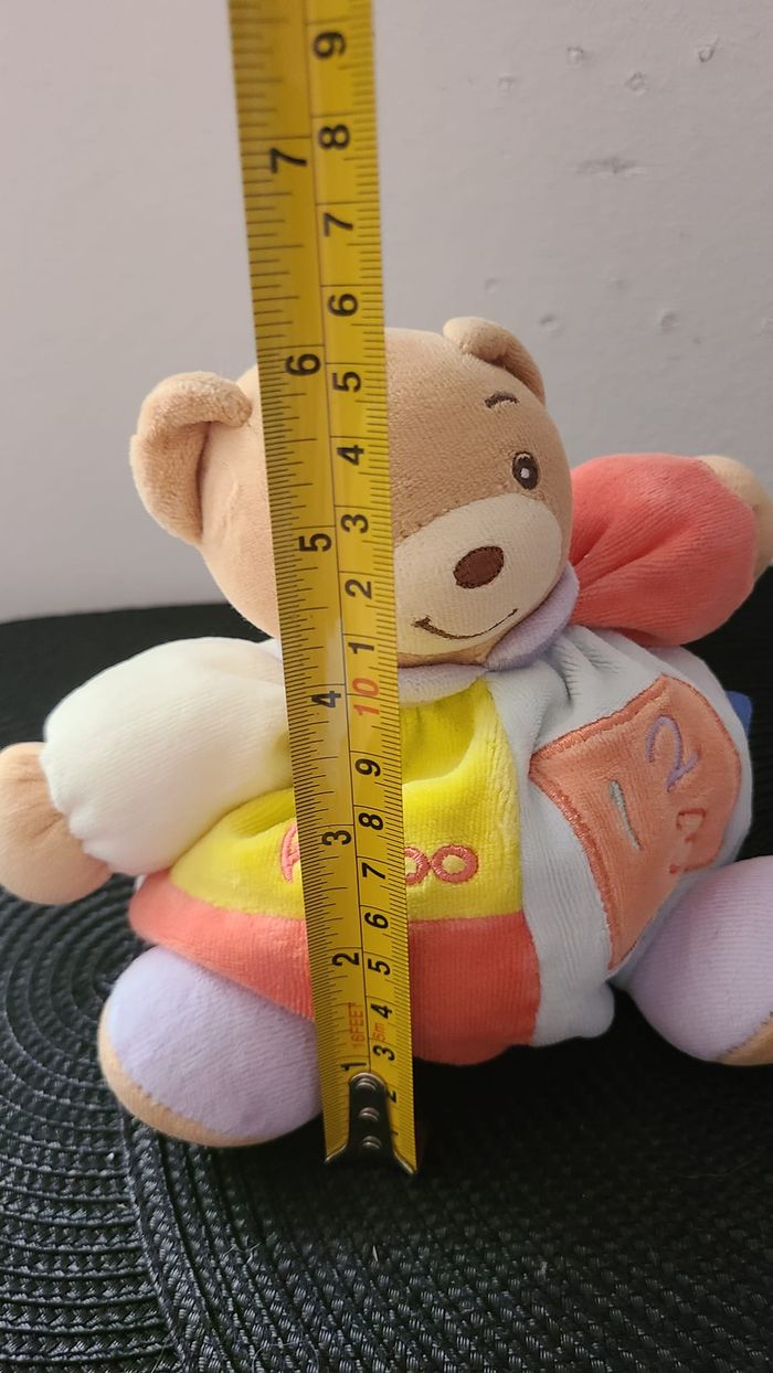 Doudou Ours Patchwork 123 orange bleu 16 cm kaloo - photo numéro 5