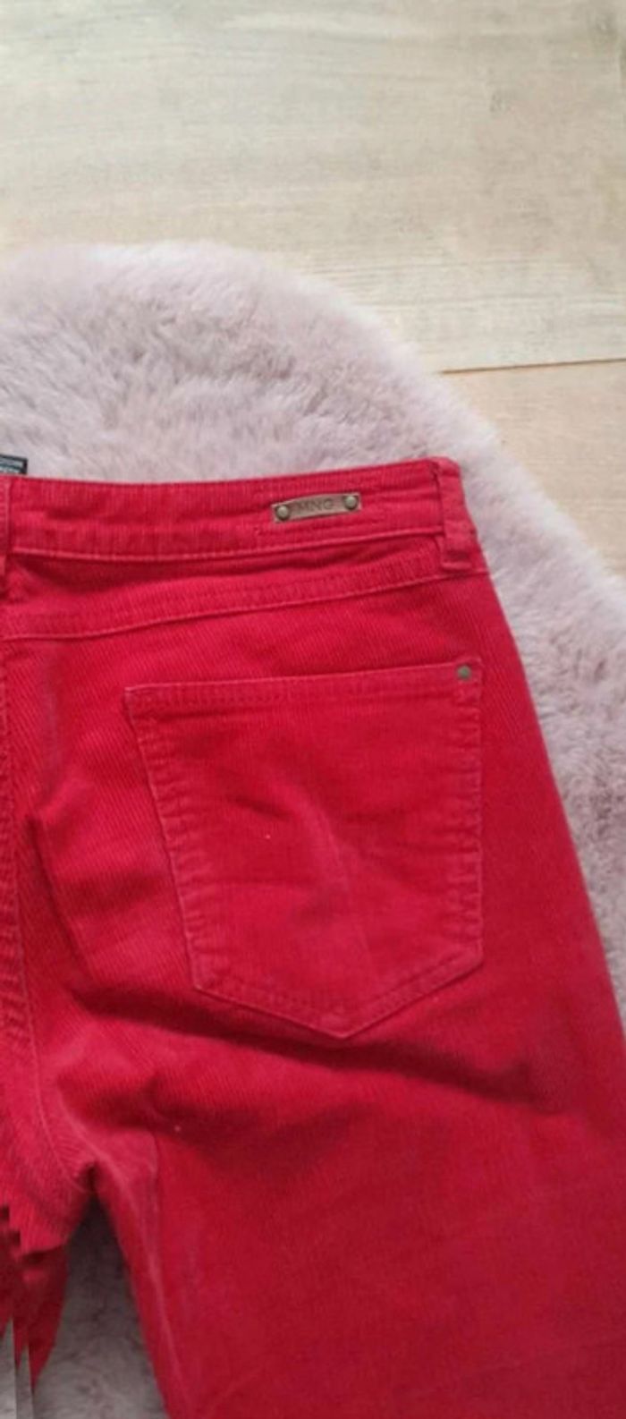 Pantalon velours côtelé mango rouge taille 34 - photo numéro 2