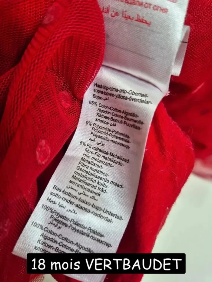 Belle robe rouge Vertbaudet 18 mois 81 cm robe festive avec tulle - photo numéro 10