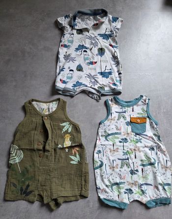 Lot de 3 grenouillères petit beguin 6mois