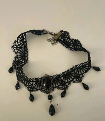 F99 Collier dentelle rétro vintage gothic ajustable noire sexy