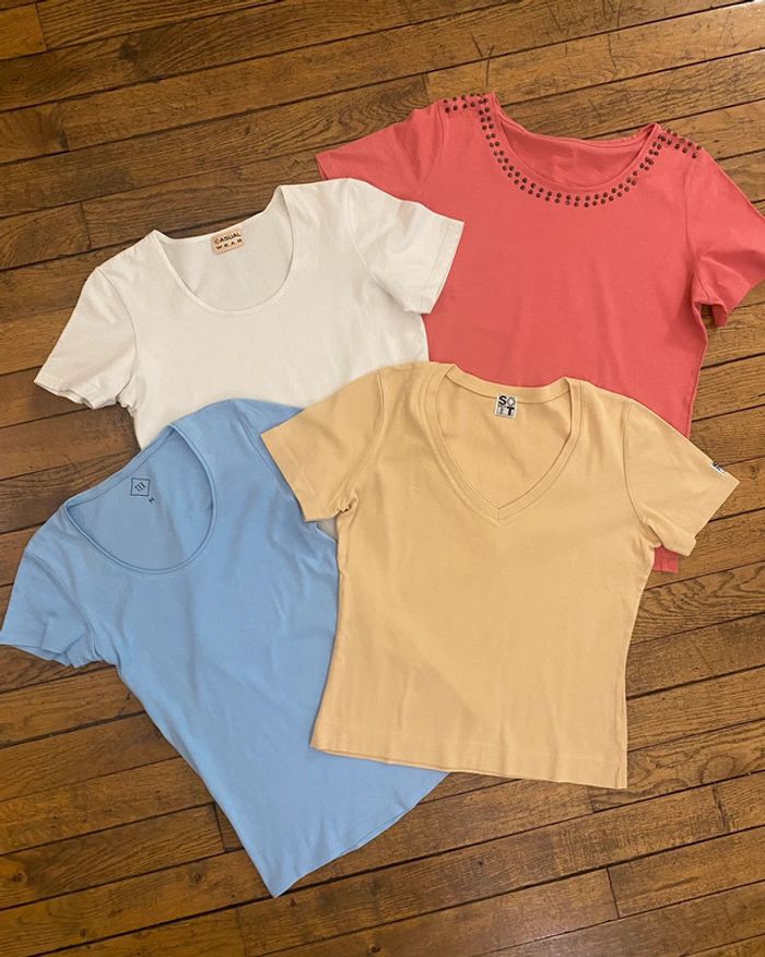 Lot de 4 T-shirts coton taille M - photo numéro 2