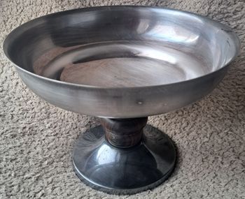 🍽 Ancienne coupe sur pied Ercuis en métal argenté et bois