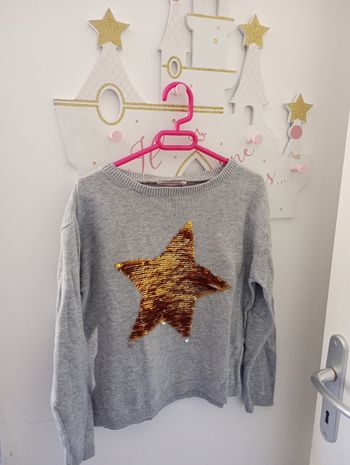 Pull fin sequins réversible 6  ans