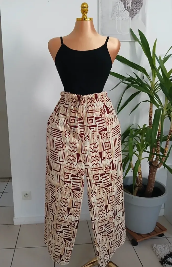 Pantalon Tendance Overside à motifs Bas large Neuf Taille L🌿💝 - photo numéro 3