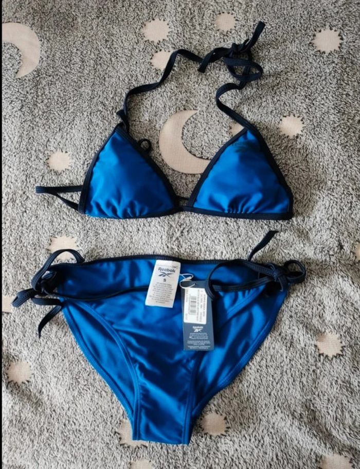 Joli maillot de bain 2 pièces Reebok taille S Noir et bleu - photo numéro 3